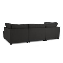Furnishings For Less UK California Classic Fabric Black U shaped 6 Seater Sofa + Footstool - thumbnail 6