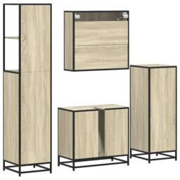 Berkfield Home 4¬†Piece Bathroom Furniture Set¬†Sonoma Oak Engineered Wood in Light Brown - thumbnail 8