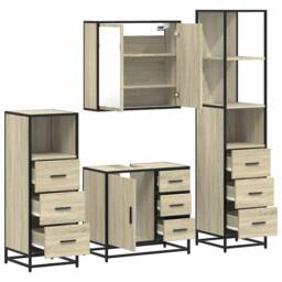 Berkfield Home 4¬†Piece Bathroom Furniture Set¬†Sonoma Oak Engineered Wood in Light Brown - thumbnail 6