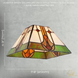 Happy Homewares Designer Art Denergy savingTiffany Glass Pendant Light Shade in Green & Amber - thumbnail 7