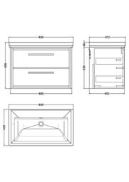 Balterley Modern Wall Hung 2-Drawer Bathroom Vanity, Fireclay Basin, Grey, 800mm in Grey - thumbnail 2