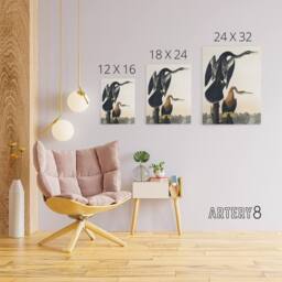"Artery8 Black Bellied Darter Bird Audubon Nature Canvas Wall Art in White - Size: W18"" x H24""" - thumbnail 4