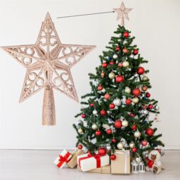 Shatchi Christmas Glitter Star Tree Topper - Sparkling Star Decoration for Xmas Tree - Elegant Christmas Home Décor in Rose Gold - thumbnail 4
