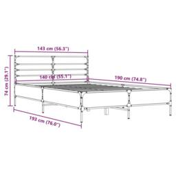 Berkfield Home Durable Bed Frame without Mattress Grey Sonoma 140x190 cm - thumbnail 9