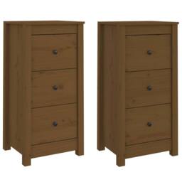 Berkfield Home Sideboards 2 pcs Honey Brown 40x35x80 cm Solid Wood Pine - Size: 40 x 35 x 80 cm - thumbnail 1