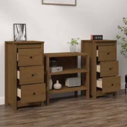 Berkfield Home Sideboards 2 pcs Honey Brown 40x35x80 cm Solid Wood Pine - Size: 40 x 35 x 80 cm - thumbnail 3