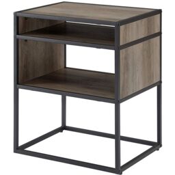 EONLION 51cm Industrial Modern Square Open Shelf Storage Sofa Side End Night Stand Table in Brown - thumbnail 4