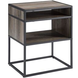 EONLION 51cm Industrial Modern Square Open Shelf Storage Sofa Side End Night Stand Table in Brown - thumbnail 5