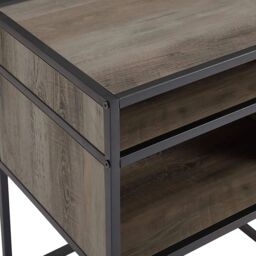 EONLION 51cm Industrial Modern Square Open Shelf Storage Sofa Side End Night Stand Table in Brown - thumbnail 3
