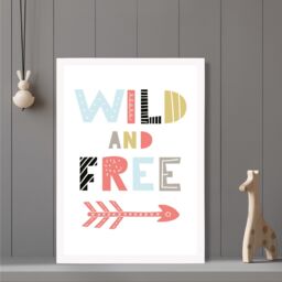 ARTZE Wild & Free Scandi Quote Framed Print SIZE: A2 with White Frame in Pale Blue - Size: A4 - thumbnail 2
