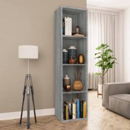 Berkfield Home Book Cabinet/TV Cabinet Grey Sonoma 36x30x143 cm Engineered Wood - Size: 36 x 30 x 143 cm - thumbnail 2