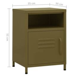 Berkfield Home Nightstand Olive Green 35x35x51 cm Steel - Size: 35 x 35 x 51 cm - thumbnail 9