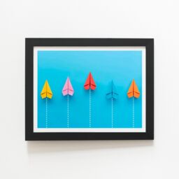 "Warren Reed - Designer Paper Aeroplanes Framed Art Print in Black - Size: W8"" x H10""" - thumbnail 2