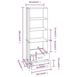 Berkfield Home Highboard HAMAR White 60x35x180 cm Solid Wood Pine - Size: 60 x 35 x 180 cm - thumbnail 9