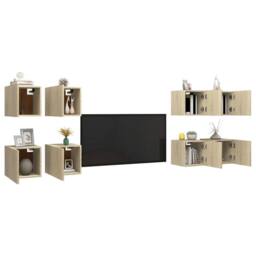 Berkfield Home Wall Mounted TV Cabinets 8 pcs Sonoma Oak 30.5x30x30 cm in Brown - thumbnail 3