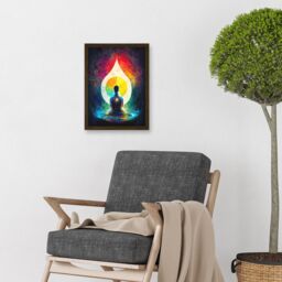 Artery8 7 Chakra Meditation Energy Rainbow Relaxation Artwork Framed Wall Art Print A4 in Brown - thumbnail 2