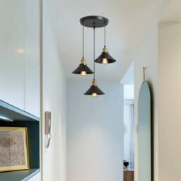 Pheashine Industrial Pendant Light, Lamp with 1.2m Adjustable Cord, E27 Base in Black - thumbnail 1
