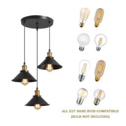 Pheashine Industrial Pendant Light, Lamp with 1.2m Adjustable Cord, E27 Base in Black - thumbnail 5