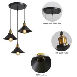 Pheashine Industrial Pendant Light, Lamp with 1.2m Adjustable Cord, E27 Base in Black - thumbnail 4