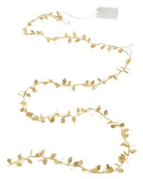 Dibor Golden Leaves Pre-Lit String Xmas Table Decor Christmas Garland 2m in Gold - thumbnail 2