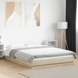 Berkfield Home Bed Frame with LED Lights without Mattress Sonoma Oak 140x200cm in Light Oak - Size: 140x200 cm - thumbnail 2