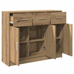 Berkfield Home Sideboard Artisan Oak 91x28x75 cm Engineered Wood in Brown - Size: 91 x 28 x 75 cm - thumbnail 5
