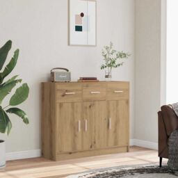 Berkfield Home Sideboard Artisan Oak 91x28x75 cm Engineered Wood in Brown - Size: 91 x 28 x 75 cm - thumbnail 3