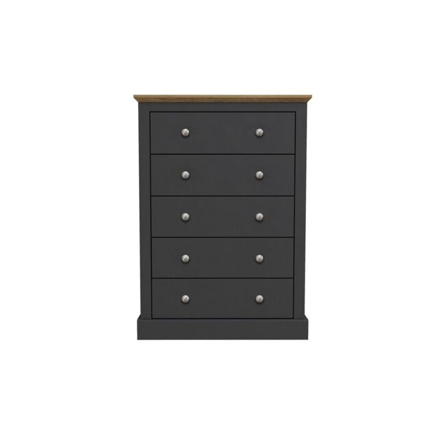 Lemon Pavilion Furniture Devon 5 Drawer Chest - L39.5 x W79 x H111.9 cm - Charcoal in Black - Size: 1 Pack - image 1