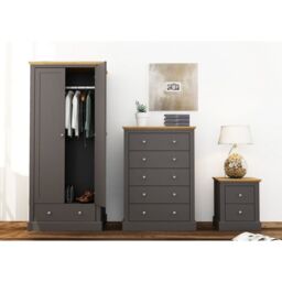 Lemon Pavilion Furniture Devon 5 Drawer Chest - L39.5 x W79 x H111.9 cm - Charcoal in Black - Size: 1 Pack - thumbnail 2