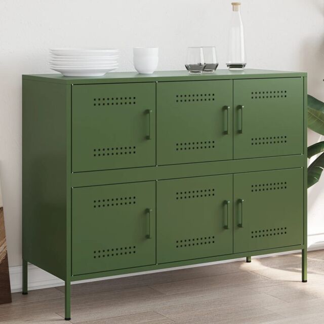 Berkfield Home Sideboard Olive Green 100.5x39x79 cm Steel - image 1