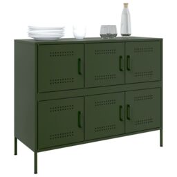 Berkfield Home Sideboard Olive Green 100.5x39x79 cm Steel - thumbnail 4