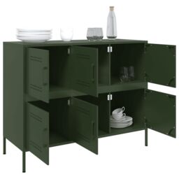 Berkfield Home Sideboard Olive Green 100.5x39x79 cm Steel - thumbnail 5