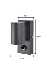 BHS Lighting Jared Anthracite Outdoor Up or Down Wall Light with Sensor in Dark Grey - thumbnail 5