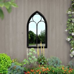 Agenzia 14 Antique Black Arched Metal Frame Window Garden Wall Mirror 112 x 61cm - Size: 112 x 61 cm - thumbnail 6