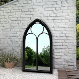 Agenzia 14 Antique Black Arched Metal Frame Window Garden Wall Mirror 112 x 61cm - Size: 112 x 61 cm - thumbnail 5