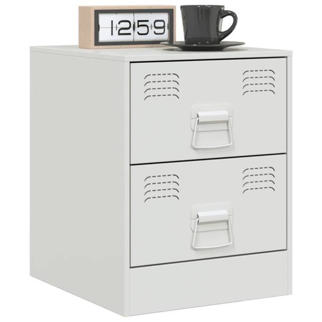 Berkfield Home Stylish Bedside Cabinets 2 pcs White 34.5x39x44 cm Steel - image 1