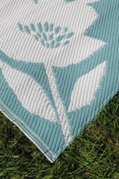 Fusion 'Luna Outdoor' Large floral design UV Resistant Outdoor Rug in Duck Egg Blue - Size: 170 cm x 120 cm - thumbnail 2