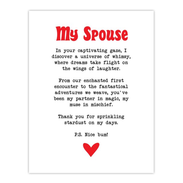 "Artery8 Love Poem Whimsy Magic Spouse Romantic Poetry Fun Wall Art Print in White - Size: W24"" x H32""" - image 1