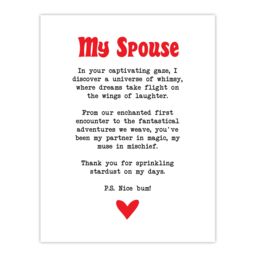 "Artery8 Love Poem Whimsy Magic Spouse Romantic Poetry Fun Wall Art Print in White - Size: W24"" x H32""" - thumbnail 1