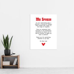 "Artery8 Love Poem Whimsy Magic Spouse Romantic Poetry Fun Wall Art Print in White - Size: W24"" x H32""" - thumbnail 4