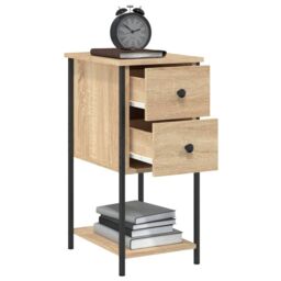 Berkfield Home Bedside Cabinet Sonoma Oak 32x42x70 cm Engineered Wood in Brown - Size: 32 x 42 x 70 cm - thumbnail 4