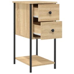 Berkfield Home Bedside Cabinet Sonoma Oak 32x42x70 cm Engineered Wood in Brown - Size: 32 x 42 x 70 cm - thumbnail 5