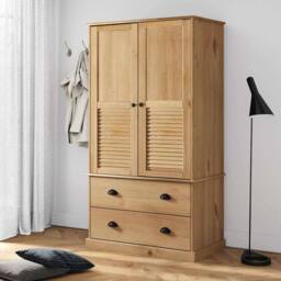 Berkfield Home Wardrobe VIGO 90x55x176 cm Solid Wood Pine in Brown - Size: 90 x 55 x 176 cm - thumbnail 2