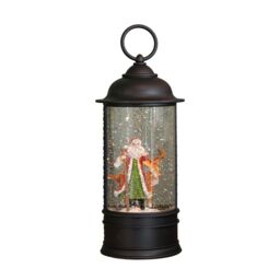 Samuel Alexander 29cm Dual Power LED Christmas Glitter Water Spinner Black Lantern Santa & Reindeer Scene - thumbnail 9