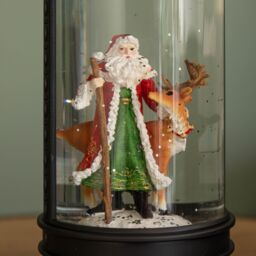 Samuel Alexander 29cm Dual Power LED Christmas Glitter Water Spinner Black Lantern Santa & Reindeer Scene - thumbnail 5