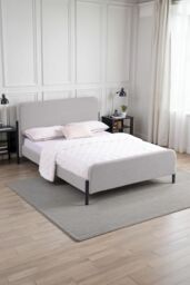 More4Homes Thetford Boucle Fabric Double Bed Frame in Light Grey - Size: King - thumbnail 1
