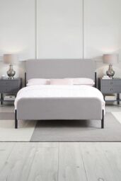 More4Homes Thetford Boucle Fabric Double Bed Frame in Light Grey - Size: King - thumbnail 9