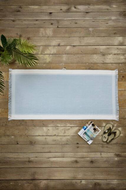 Deyongs Shoreline Stripe Beach Towel Stone 80x165cm 400gsm in Light Blue - Size: 80x165 cm - image 1