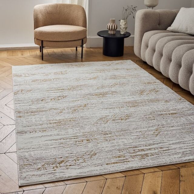 THE RUGS Carmel Abstract Area Rug Runner Soft Pile Living Room Bedroom in Gold - Size: 80 cm x 300 cm - image 1