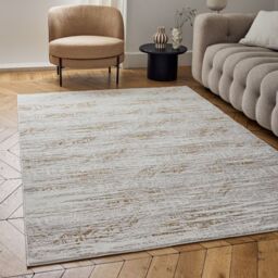 THE RUGS Carmel Abstract Area Rug Runner Soft Pile Living Room Bedroom in Gold - Size: 80 cm x 300 cm